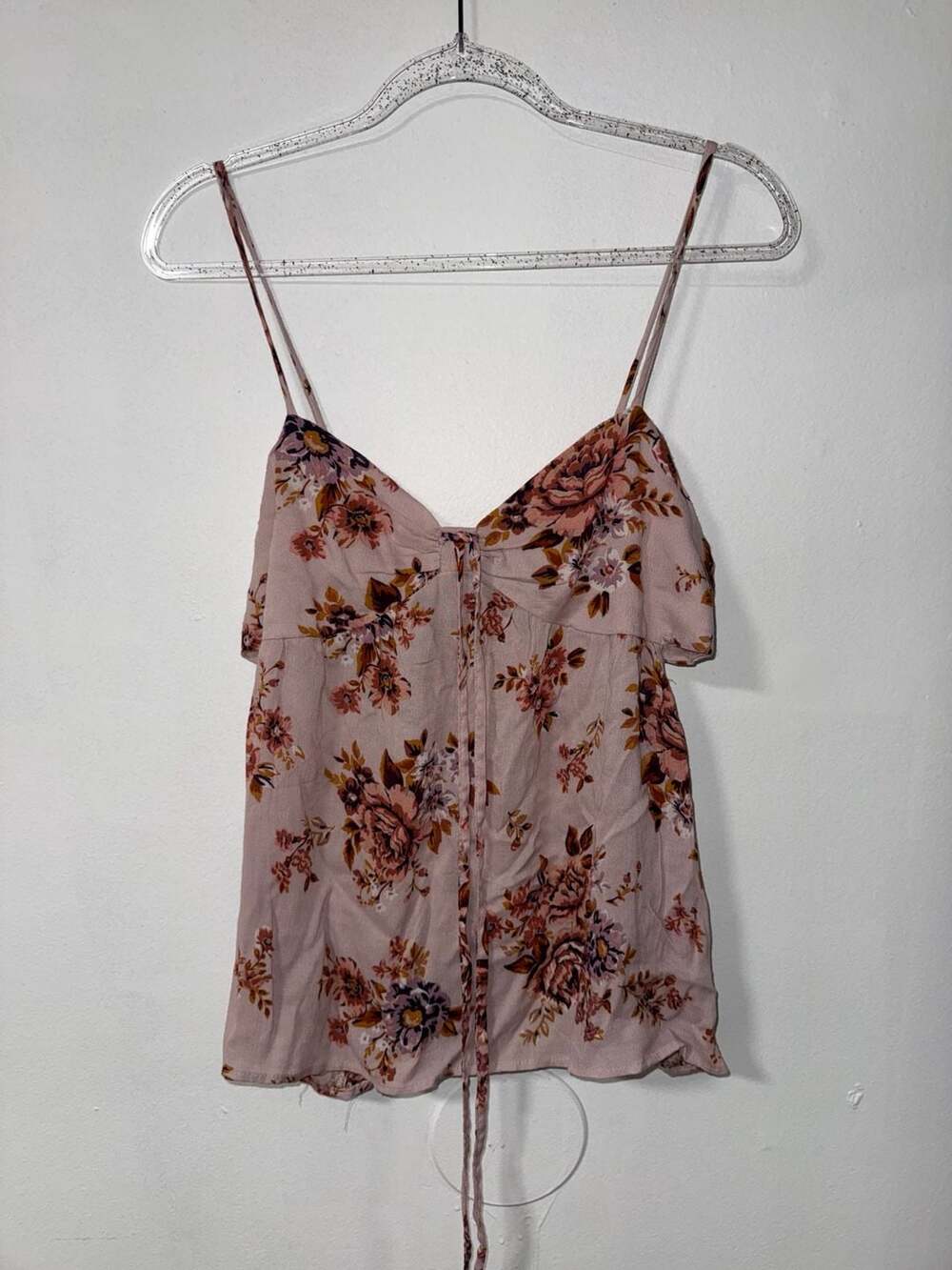 American Eagle Outfitters Pink Floral Tie Front Cami Tank Top